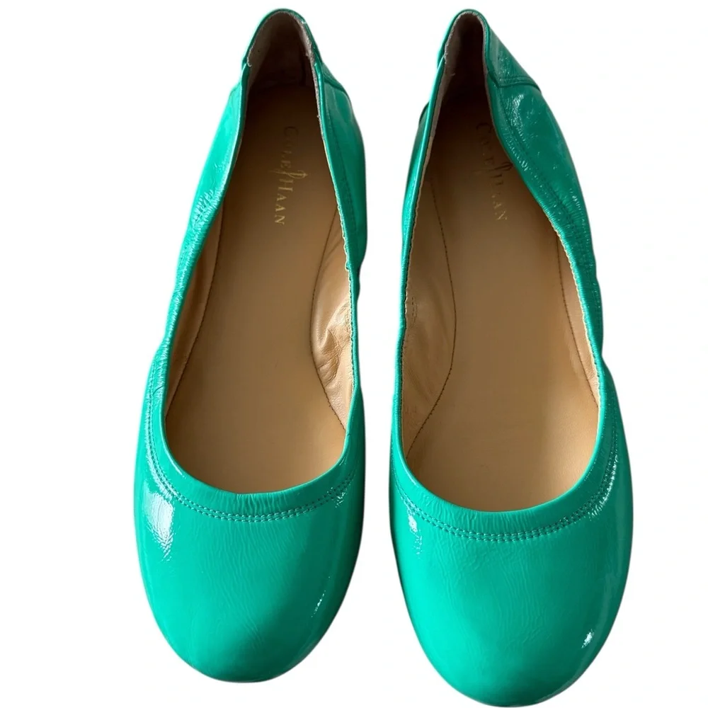 Cole Haan patent leather teal blue ballerina shoes size 7.5 - Picture 6 of 10